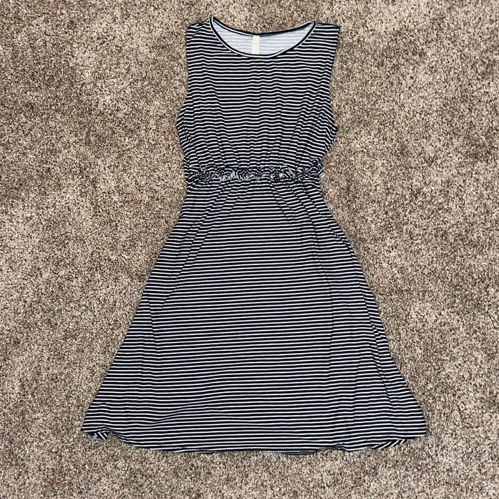 Women’s Urban Flamingo Scoop Neck Navy Blue Striped Dress